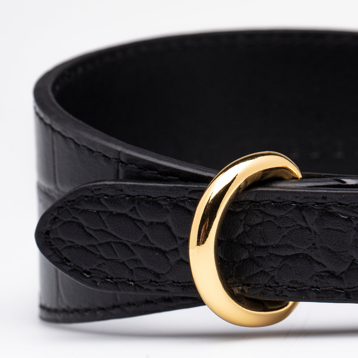 Black Croco Dog Collar Wide