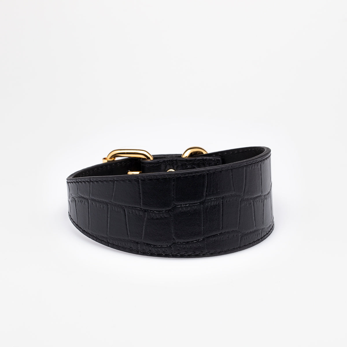 Black Croco Dog Collar Wide