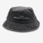 Black Denim Bucket Hat - Dogs. Because People Suck