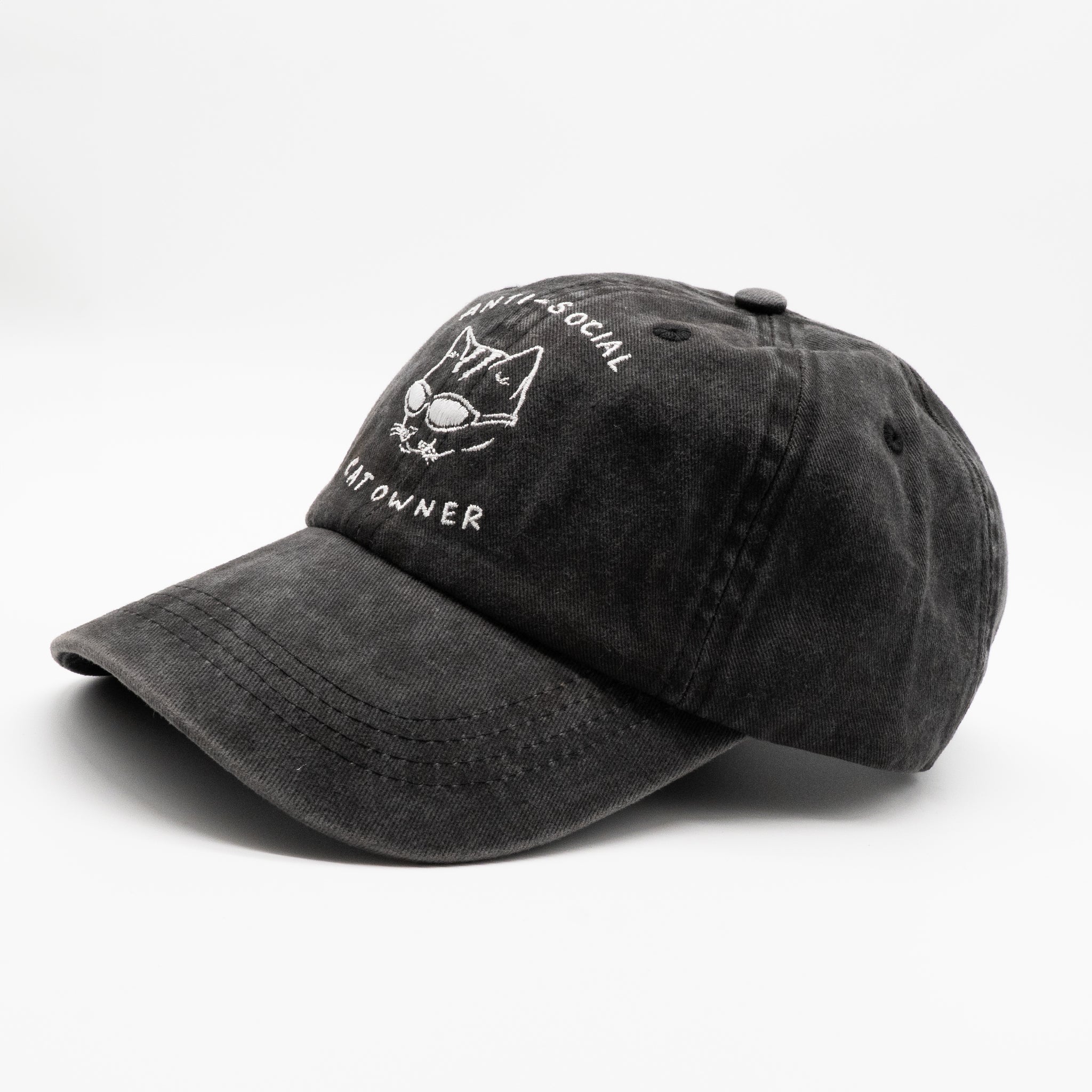 Svart Denimcaps - Logo "Anti-Social Cat Owner" 