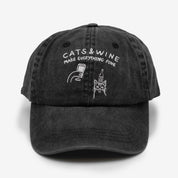 Black Denim Cap - Logo "Cats & Wine Make Everything Fine"