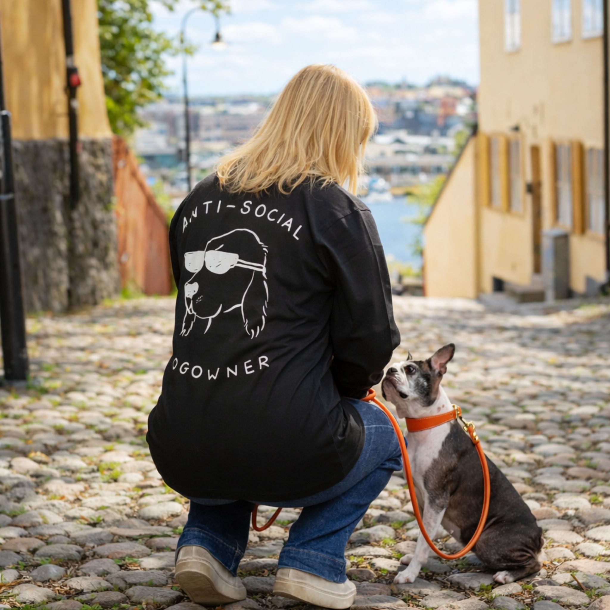 Svart Langermet T-skjorte - Anti-Social Dog Owner 