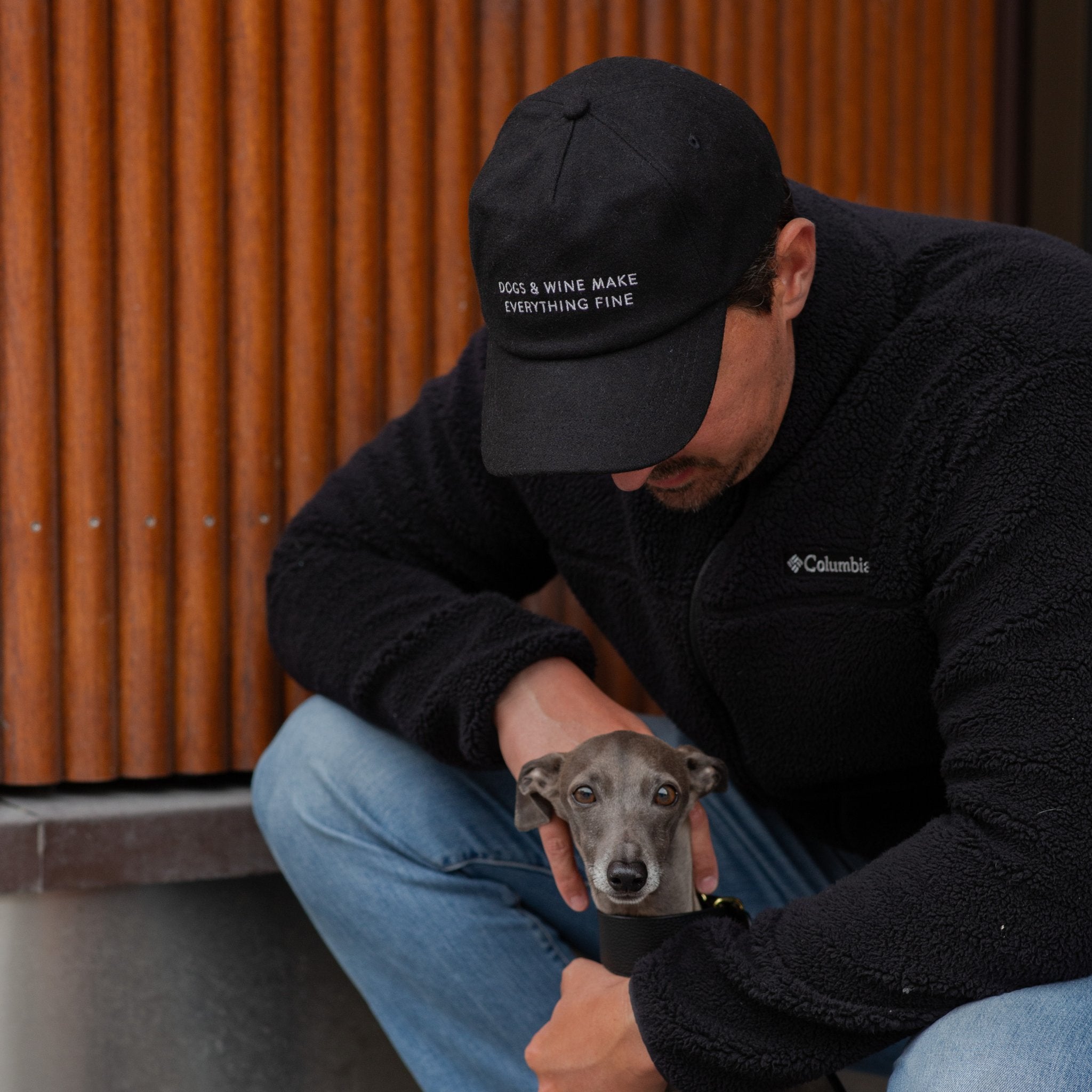 Black Wool Cap - Dogs & Wine Make Everything Fine
