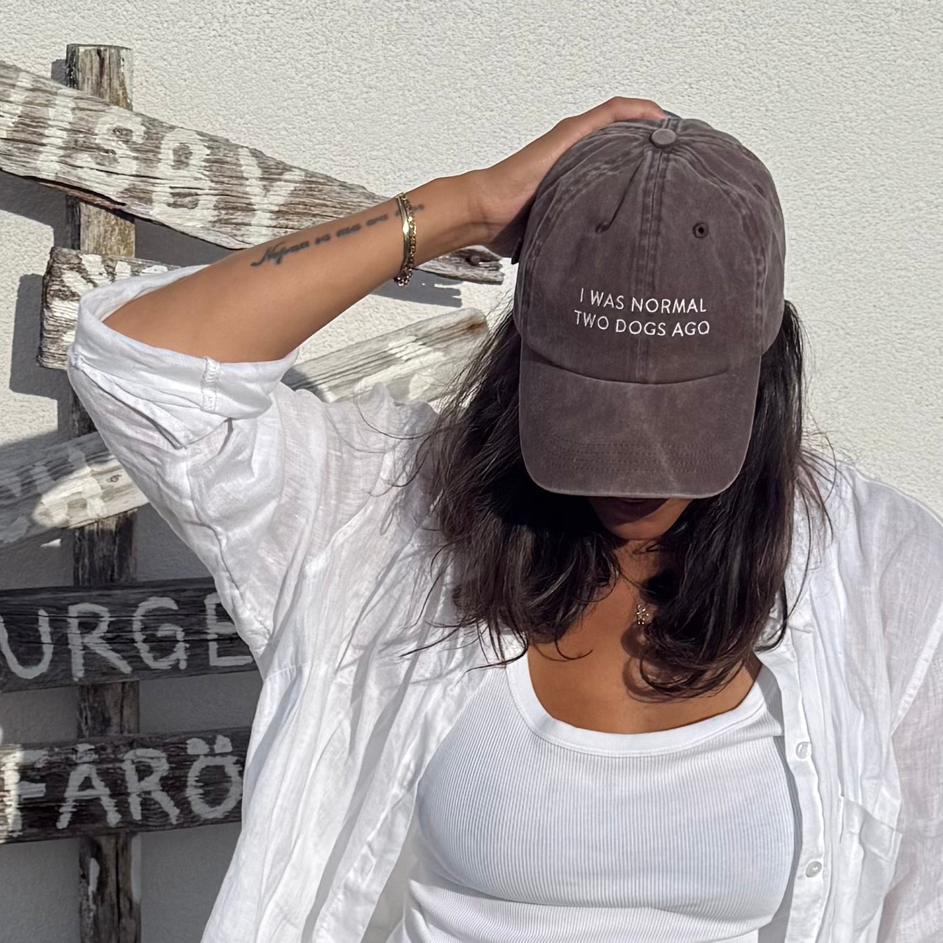 Brown Denim Cap - I Was Normal Two Dogs Ago