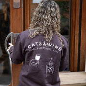 Brown Sweatshirt - Cats & Wine Make Everything Fine