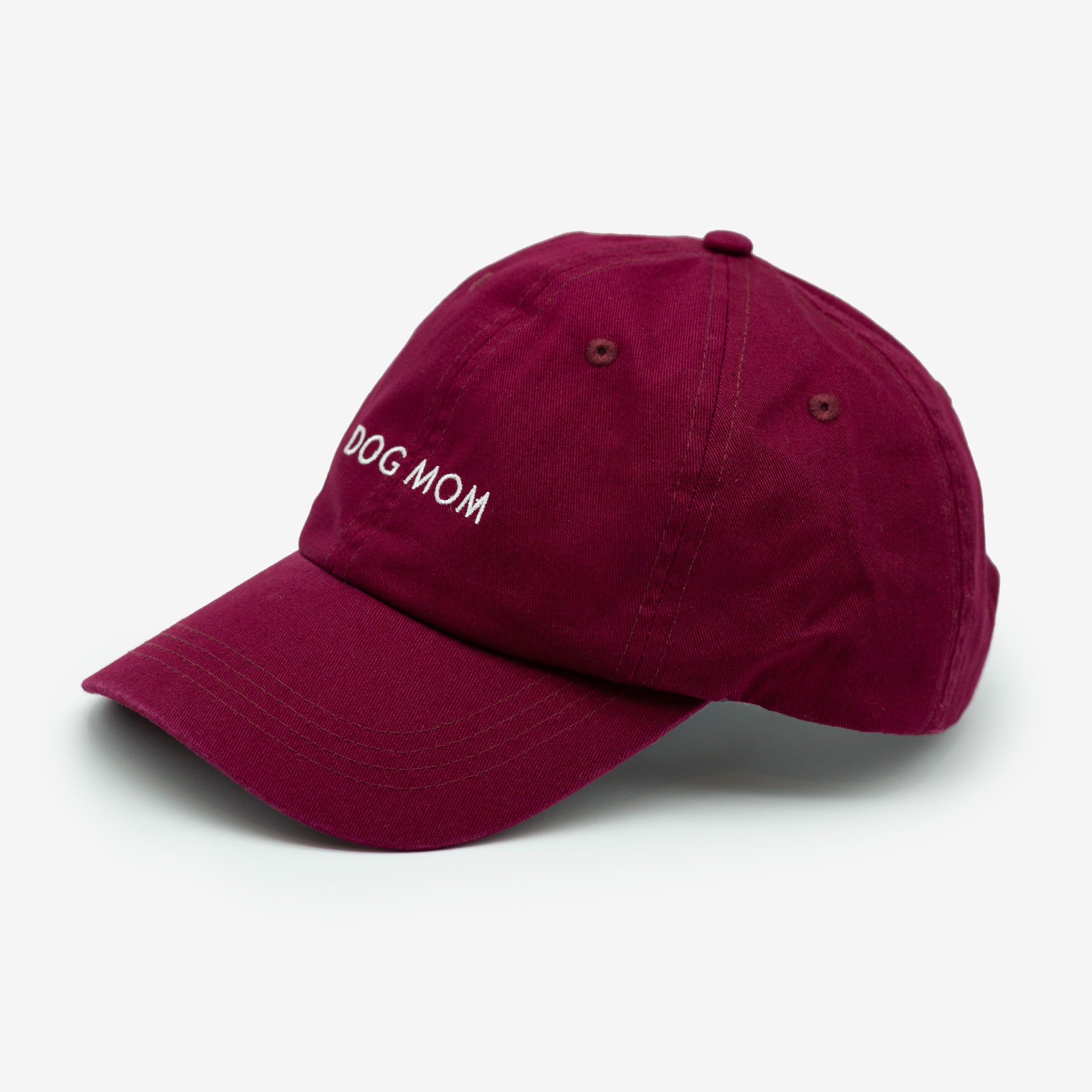 Burgundy Denim Cap - Dog Mom