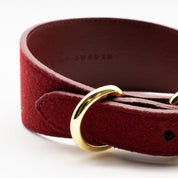 Burgundy Wool Dog Collar Wide
