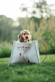 Beige Premium Tote Bag - Dogs & Wine Make Everything Fine