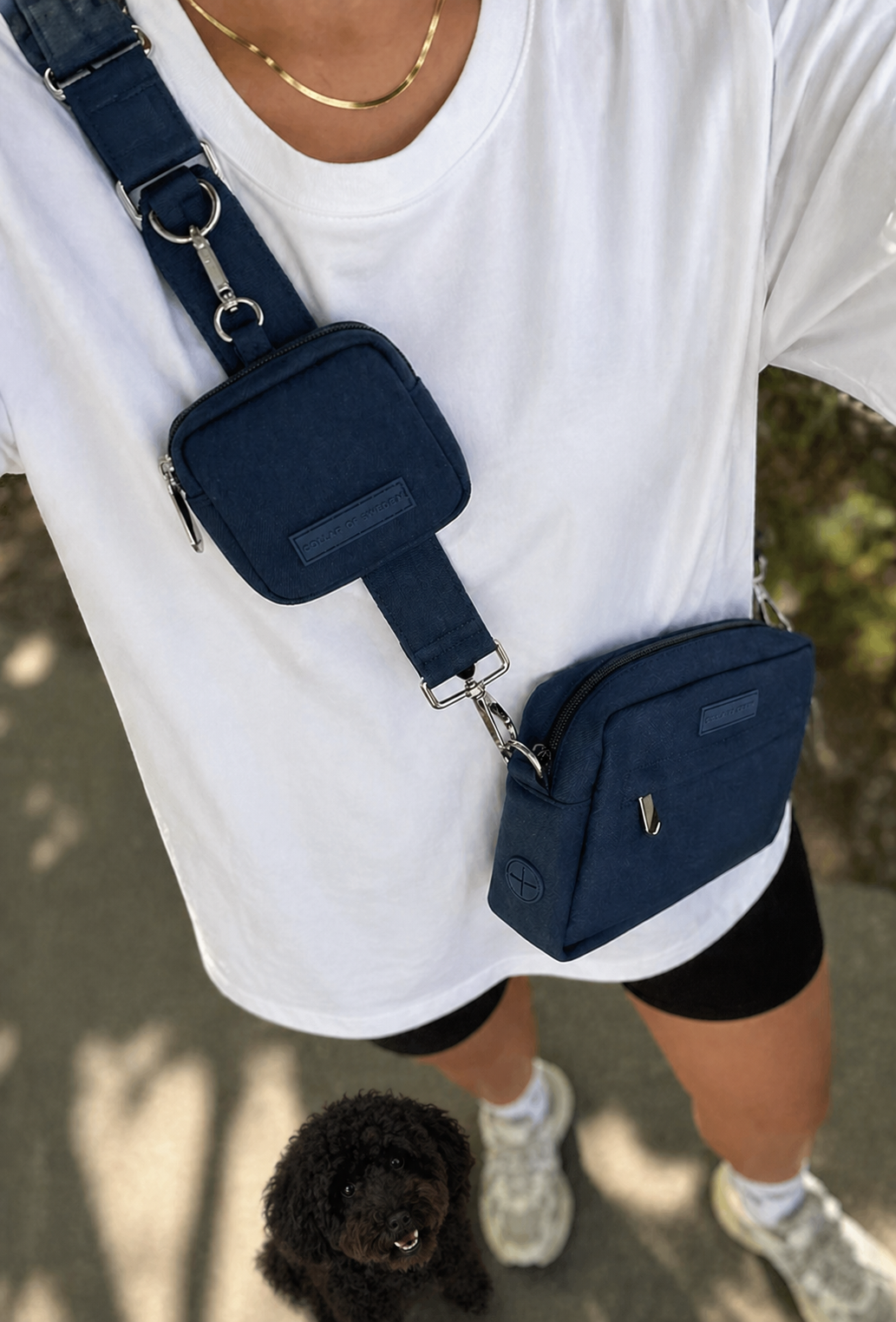 Mørkeblå Denim Hundeturveske - Crossbody 