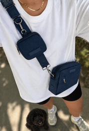 Mørkeblå Denim Hundeturveske - Crossbody 