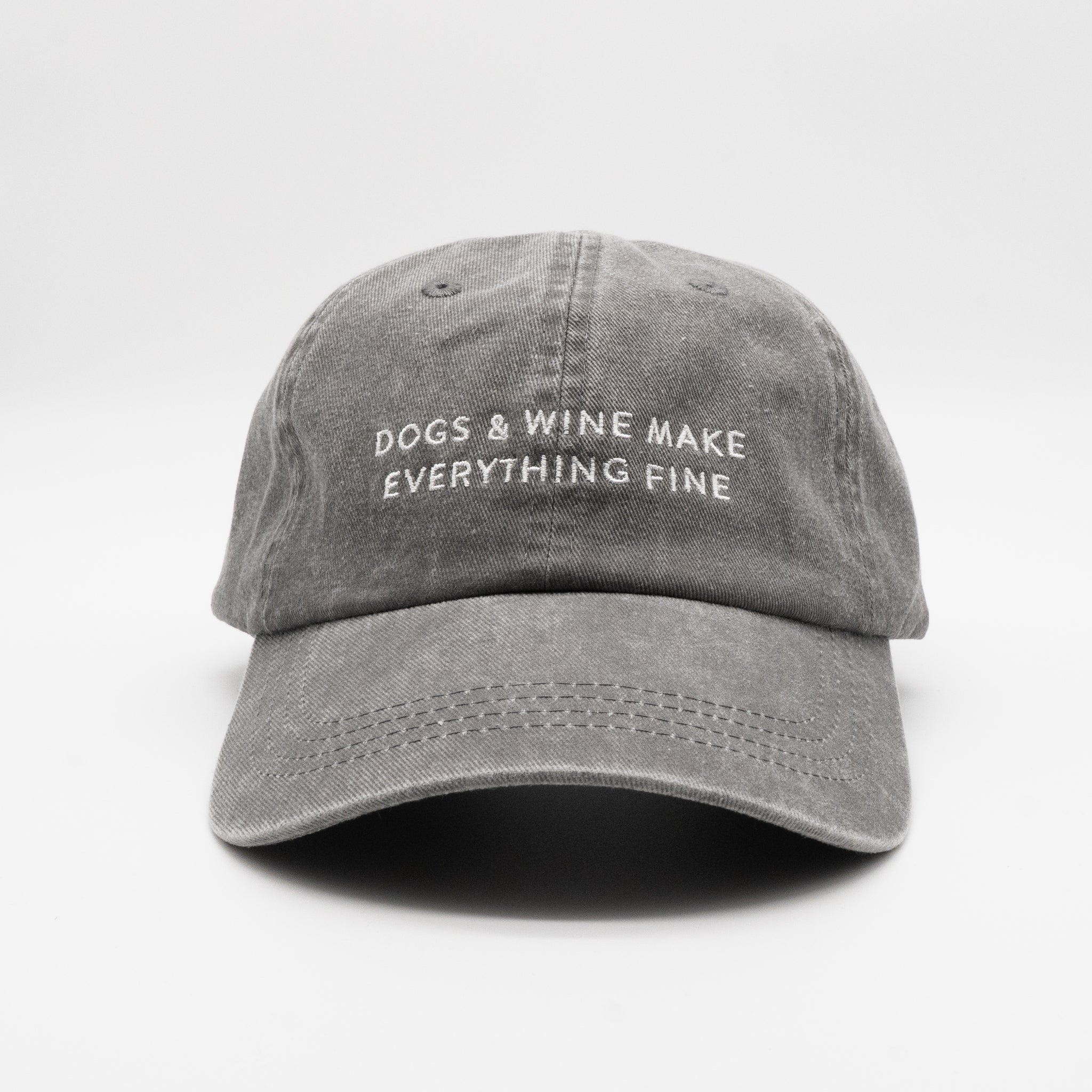 Grå Denimcaps - Dogs & Wine Make Everything Fine 