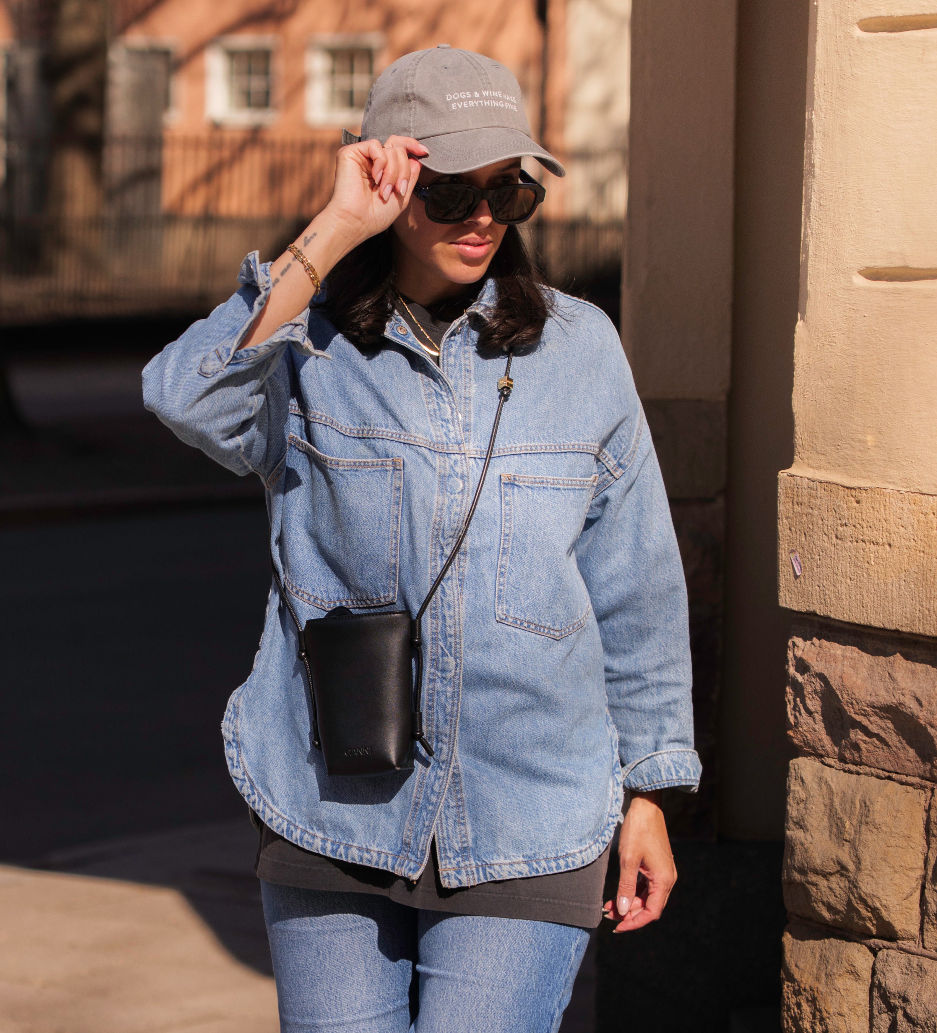 Grå Denimcaps - Dogs & Wine Make Everything Fine 