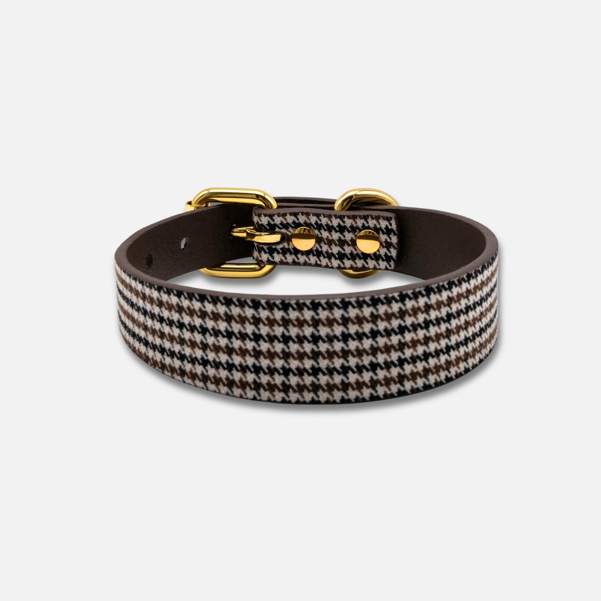 Beige Houndstooth Hundehalsbånd Tynn 