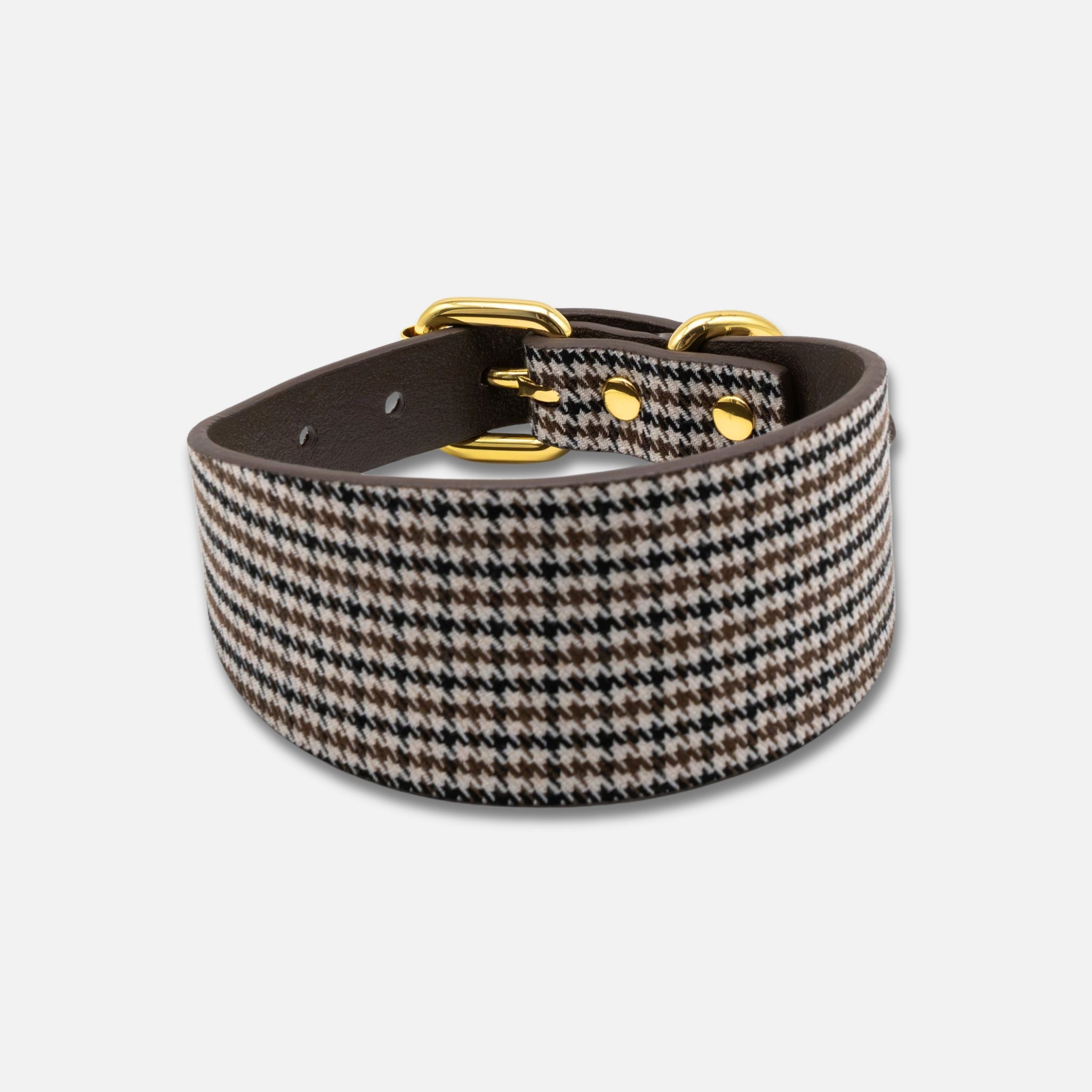 Beige Houndstooth Hundehalsbånd Bred 