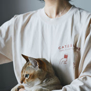 Hvit Langermet T-skjorte - Cats & Wine Make Everything Fine 