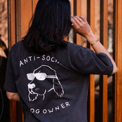 Vintage Svart T-skjorte - Anti-Social Dog Owner 
