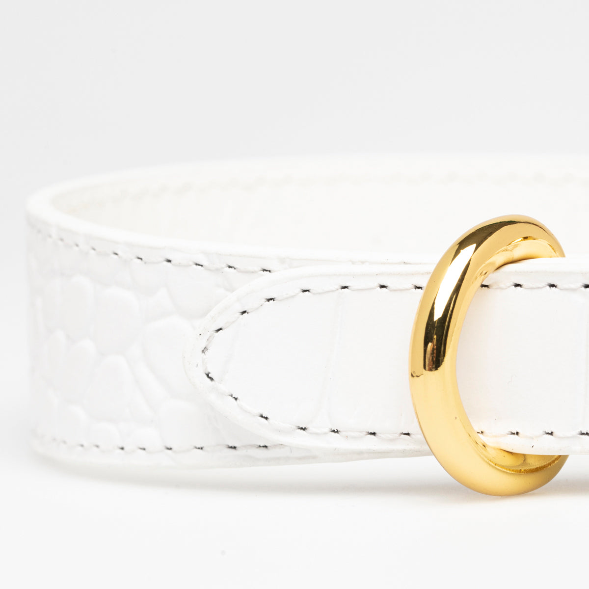 White Croco Dog Collar Thin