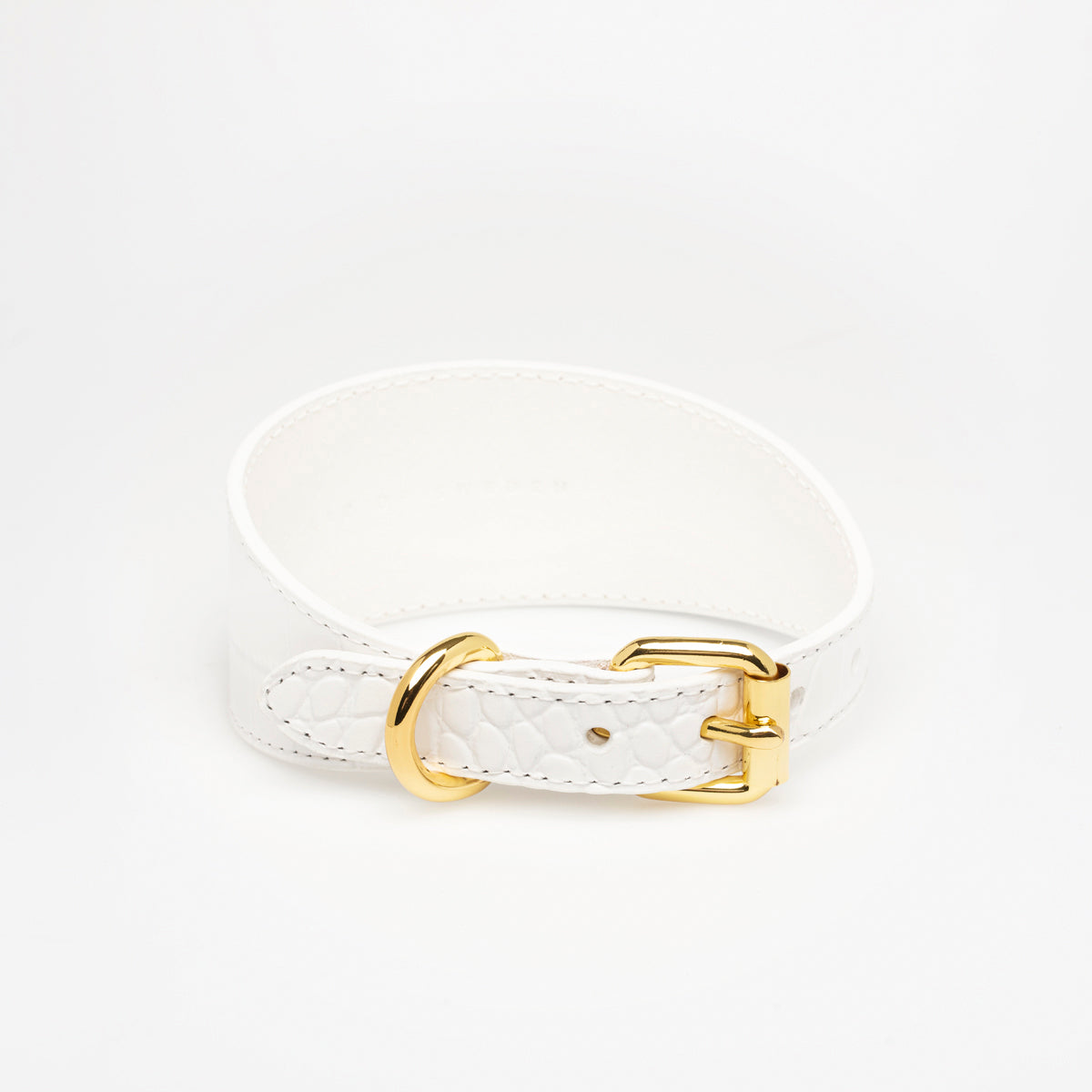 image - White Croco Leather Collar XL Wide